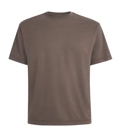 Yoke Cotton Crew-neck T-shirt In Brown