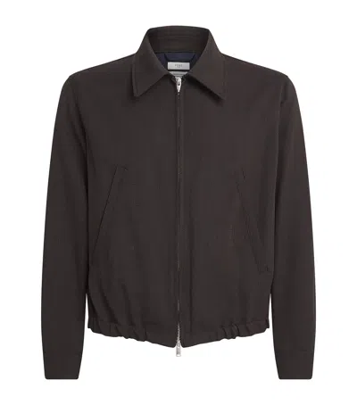 Yoke Denim Bomber Jacket In Brown