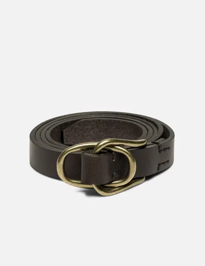 Yoke Double Buckle Leather Belt In Brown/褐色/브라운/ブラウン