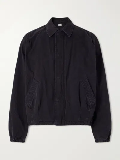 Yoke Garment-dyed Cotton-twill Blouson Jacket In Black