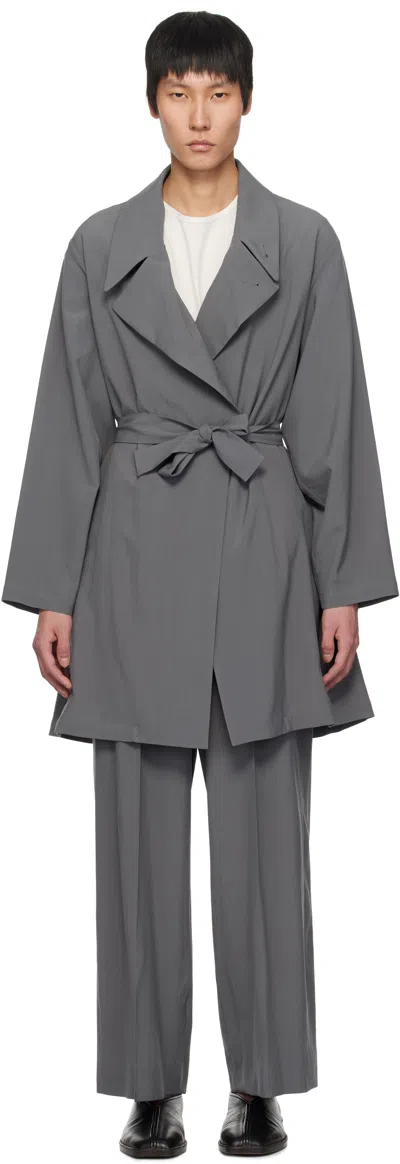 Yoke Gray Fine Wool Coat In Blue Gray