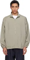 Yoke Khaki Silk Nylon 3/4 Zip Pullover Jacket In Gray