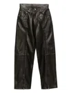 Yoke Leather Trousers In Brown