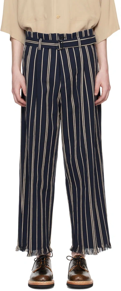 Yoke Navy Striped Trousers