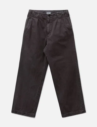 Yoke Peached Cotton Twill Garment-dye 2 Pleated Trousers In Grey/灰色/그레이/グレー