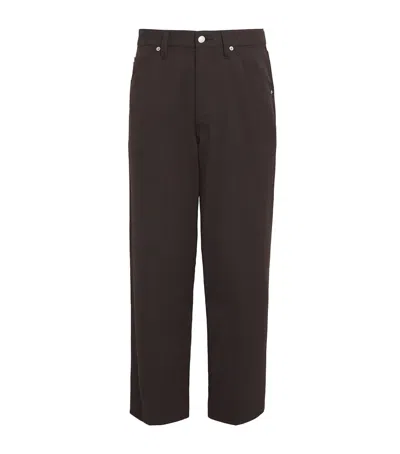 Yoke Pleated Straight Trousers In Brown