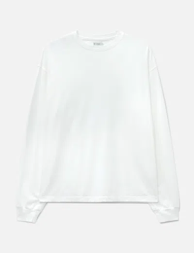 Yoke Suvin Cotton  T-shirt Long Sleeves In White/白色/화이트/ホワイト