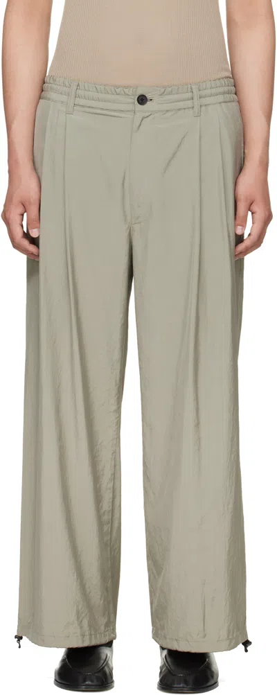 Yoke Taupe Silk Nylon 2pleated Easy Trousers In Gray