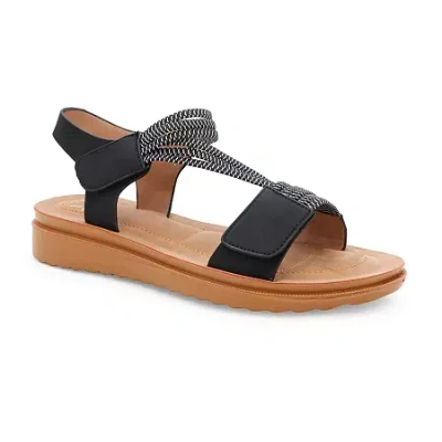 Yoki Carlota Womens Adjustable Strap Footbed Sandals In Black