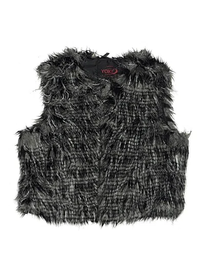 Pre-owned Yoki Kids' Faux Fur Vest In Gray