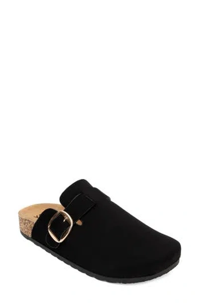 Yoki Gila Faux Suede Buckle Clog In Black