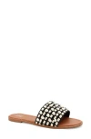 Yoki Karmen Faux Pearl Slide Sandal In Black
