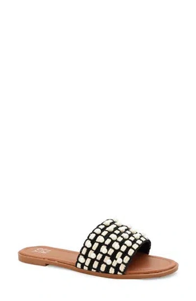 Yoki Karmen Faux Pearl Slide Sandal In Black