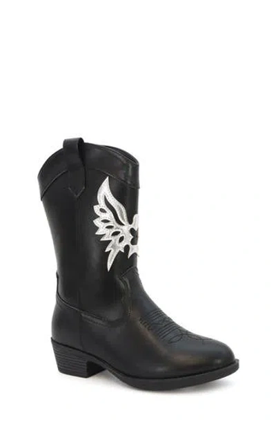 Yoki Kids' Dixi Wing Cowboy Boot In Black