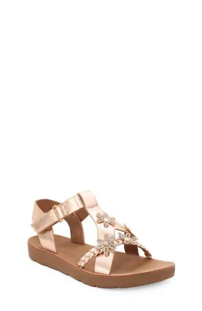 Yoki Kids' Floral Appliqué Braided Sandal In Neutral