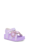 Yoki Kids' Metallic Flower Sandal In Purple