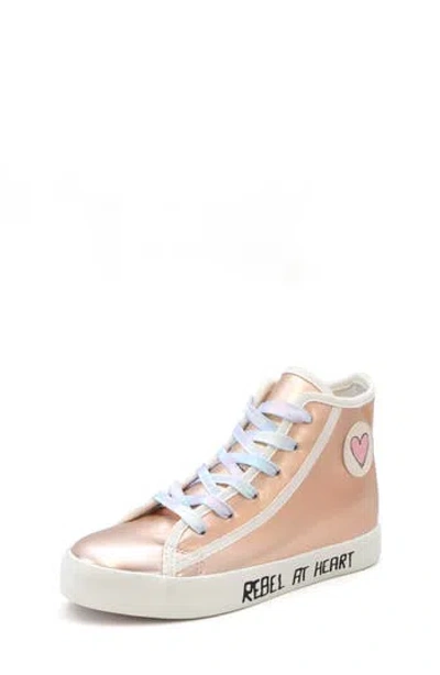 Yoki Kids' Rebel High Top Sneaker In Rose Gold