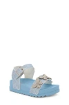 Yoki Kids' Rhinestone Butterfly Wedge Sandal In Blue