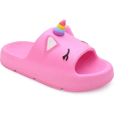 Yoki Kids' Unicorn Slide Sandal In Bubblegum Pink