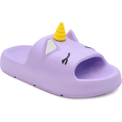Yoki Kids' Unicorn Slide Sandal In Lavender