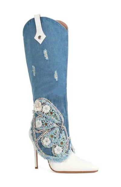 Yoki Nylan Embellished Denim Western Boot