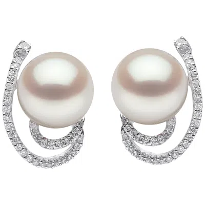 Pre-owned Yoko London 18ct White Gold South Sea Pearl And Diamond "aurora" Earrings