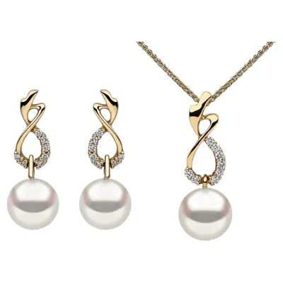 Pre-owned Yoko London 18ct Yellow Gold Freshwater "infinity" Set