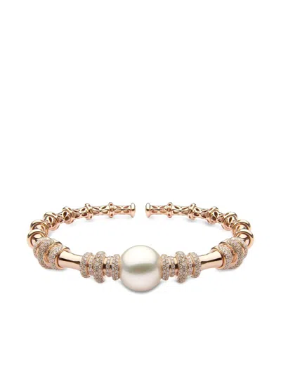 Yoko London 18k Rode Gold Astral Diamond And Pearl Bangle