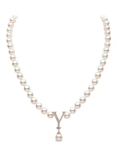 Yoko London 18k Rose Gold Akoya Pearl And Diamond Necklace In Multi