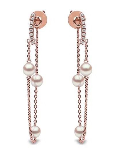 Yoko London 18kt Rose Gold Trend Freshwater Pearl And Diamond Earrings In 9