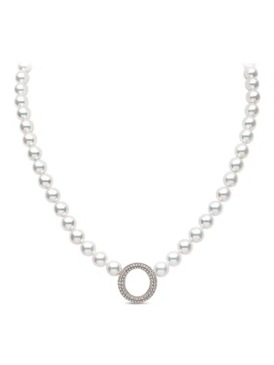 Yoko London 18k Rose Gold Freshwater Pearl And Diamond Necklace In White