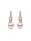 Yoko London 18k Rose Gold Jazz Pearl And Diamonds Earrings In Pink