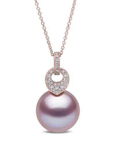 Yoko London 18k Rose Gold Jazz Pearl And Diamonds Pendant Necklace In Pink