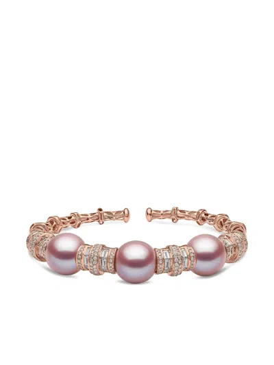 Yoko London 18k Rose Gold Starlight Diamond And Pearl Bangle In Pink