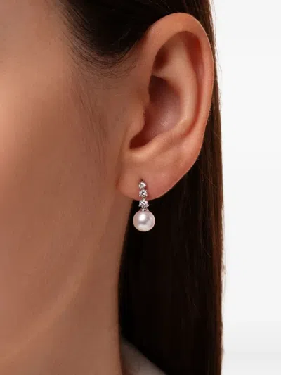 Yoko London 18k White Gold Akoya Pearl And Diamond Earring In Metallic