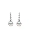 Yoko London 18k White Gold Akoya Pearl And Diamond Earrings In Silver