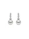Yoko London 18k White Gold Akoya Pearl And Diamond Earrings In Silver