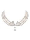 Yoko London 18k White Gold Akoya Pearl And Diamond Necklace In White