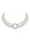 Yoko London 18k White Gold Akoya Pearl And Diamond Necklace In Silver