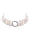 Yoko London 18k White Gold Akoya Pearl And Diamond Necklace In Silver
