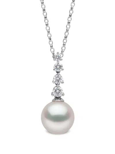 Yoko London 18k White Gold Akoya Pearl And Diamond Pendant In Silver