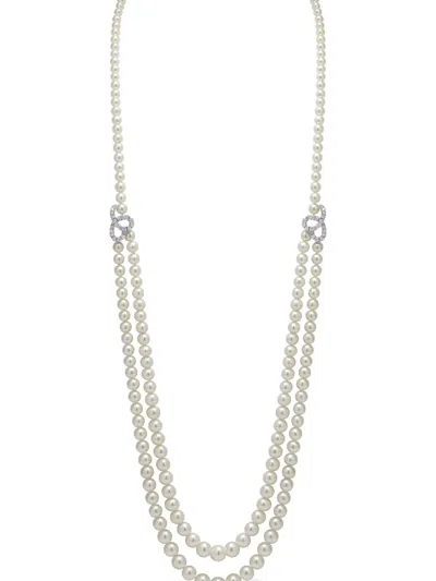 Yoko London 18k White Gold Diamond And Pearl Necklace