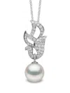 Yoko London 18k White Gold Duchess Pearl And Diamond Pendant In Silver