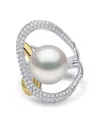 Yoko London 18k White Gold Duchess Pearl And Diamond Ring In Silver