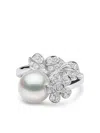 Yoko London 18k White Gold Duchess South Sea-pearl And Diamond Ring In Silver