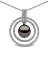 Yoko London 18k White Gold Freshwater-pearl And Diamond Pendant In Silver
