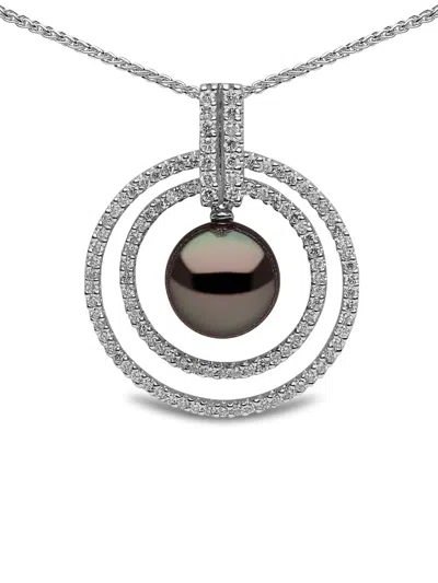 Yoko London 18k White Gold Freshwater-pearl And Diamond Pendant In Silver