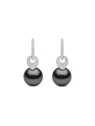 Yoko London 18k White Gold Jazz Pearl And Diamonds Earrings In Metallic