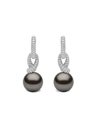 Yoko London 18k White Gold Jazz Pearl And Diamonds Earrings In Silver
