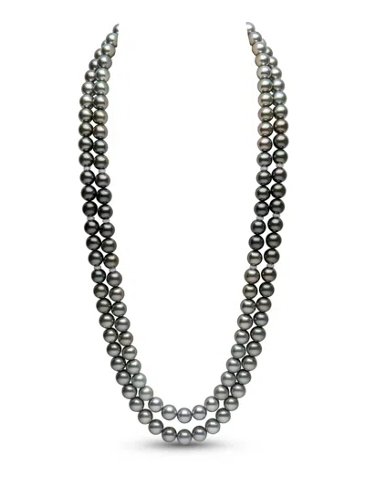 Yoko London 18k White Gold Ombré Pearl And Diamond Necklace In Silver
